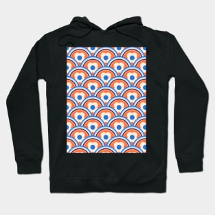 Apricot Crush, Blue Retro Waves and Flowers Hoodie